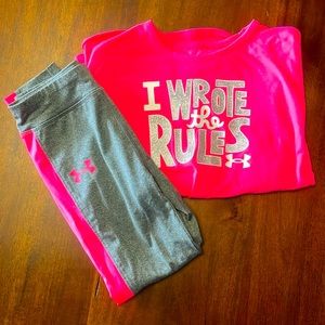 Under Armour Girls Long Sleeve and Pants Matching Outfit - size 6x